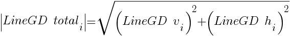 delim{|}{LineGD~total_i}{|} = sqrt{ (LineGD~v_i)^2+(LineGD~h_i)^2}
